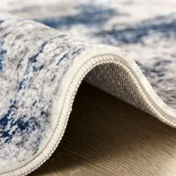 Area Rug Living Room Rugs: 5x7 Large Soft Indoor Carpet Modern Abstract Decor Rug with Non Slip Rubber Backing for Under Dining Table Nursery Home Office Bedroom Blue