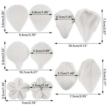 MINFEIDMS Gumpaste Flower Silicone Veining Mold Fondant Rose Veined Mold Gum Paste Peony Flower Mold...