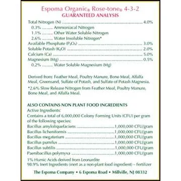 Espoma Organic Rose-Tone 4-3-2 Organic Fertilizer for All Types of Roses and Other Flowering Plants. Promotes Vigorous Green Growth and Abundant Blooms. 4 lb. Bag - Pack of 2
