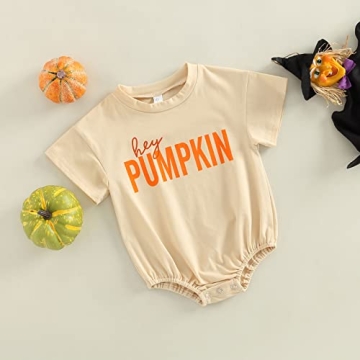Baby Boy Girl Halloween Hey Pumpkin Romper Outfit 0-3 Years