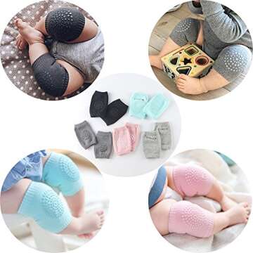 BOSONER Baby Knee Pads for Crawling: Anti-Slip Infant Knee Pads for Crawlers - 5 Pairs Leg Warmers f...