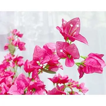 Artificial Flowers Silk Bougainvillea Branches Faux Artificial Bougainvillea Floral Stems Long Plant Branches 45" for Wedding Centerpieces, Table Runner, Home Decoration (Hot Pink - Pack of 4pcs)