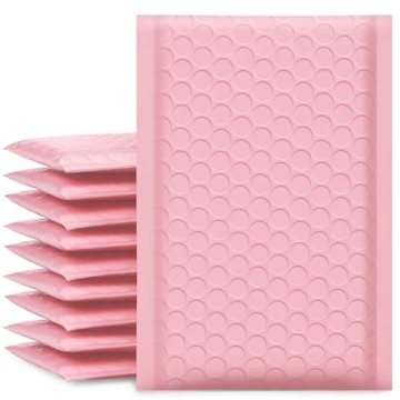 UCGOU Bubble Mailers 4x8 Inch Light Pink 50 Pack Poly Padded Envelopes Small Business Mailing Packag...