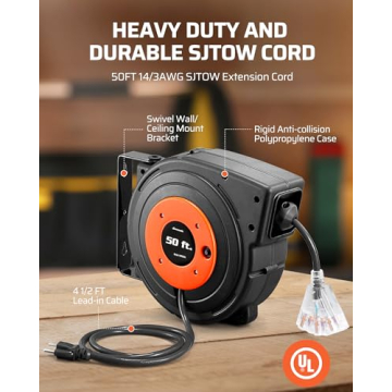 DEWENWILS 50 FT Retractable Extension Cord Reel for Every Need