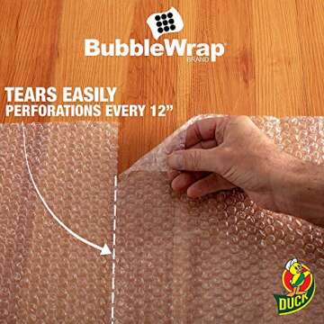 Duck Brand Bubble Wrap Roll, 12" x 180' - Superior Cushioning