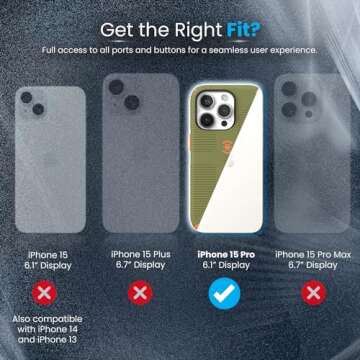 Speck MagSafe Case for iPhone 15 Pro - Drop & Camera Protection, Soft-Touch Secure Grip, Wireless Charging Compatible, Fits All 6.1 Inch Models Including iPhone 14 &13 Pro - Grip Green