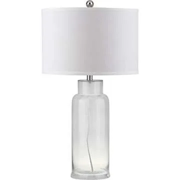 SAFAVIEH Lighting Collection Glass Bottle Clear 30-inch Bedroom Living Room Home Office Desk Nightstand Table Lamp Set of 2 (LED Bulbs Included)