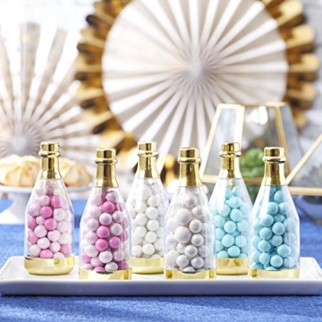 Elegant Metallic Champagne Bottle Favor Jars Set of 12