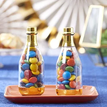 Elegant Metallic Champagne Bottle Favor Jars Set of 12