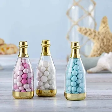 Elegant Metallic Champagne Bottle Favor Jars Set of 12