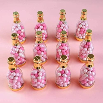 Elegant Metallic Champagne Bottle Favor Jars Set of 12