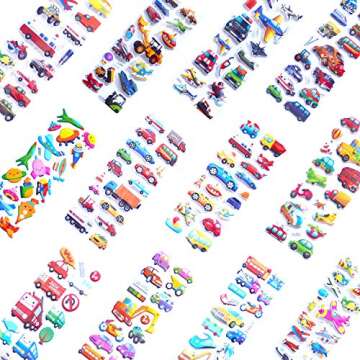 Kids Cars and Trucks Stickers Party Supplies Pack, 20 Different Sheets, Boy Stickers, Vehicle Sticke...