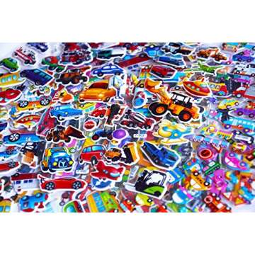 Kids Cars and Trucks Stickers Party Supplies Pack, 20 Different Sheets, Boy Stickers, Vehicle Stickers for Kids Toddler Boys with Cars, Fire Trucks, Construction, Buses, Airplane, Rocket and More