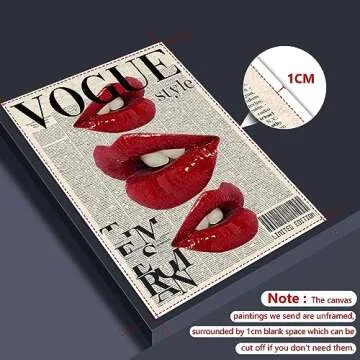 Yostyle Trendy Red Lips Canvas Wall Art for Girls