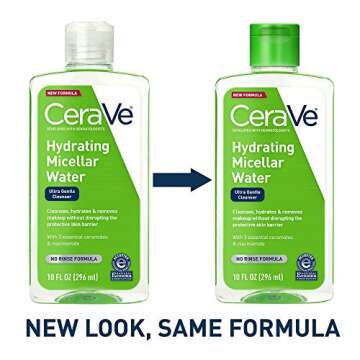 CeraVe Micellar Water, New & Improved Formula, Hydrating Facial Cleanser & Eye Makeup Remover, Fragrance Free & Non-Irritating, 10 Fl. Oz