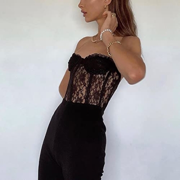 Stylish MISSACTIVER Lace Floral Corset Tube Top