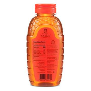 Nate's 100% Pure, Raw & Unfiltered Honey - Award-Winning Taste, 16oz.Squeeze Bottle (6-Pack)