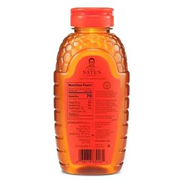 Nate's 100% Pure, Raw & Unfiltered Honey - Award-Winning Taste, 16oz.Squeeze Bottle (6-Pack)