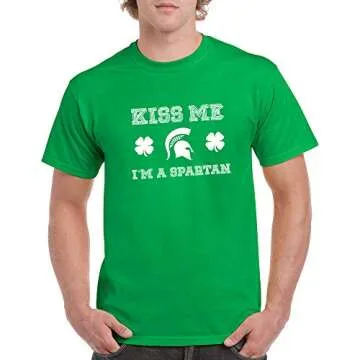 UGP Campus Apparel AS1242 - Michigan State Spartans Kiss Me I'm A Spartan T-Shirt - Medium - Irish Green