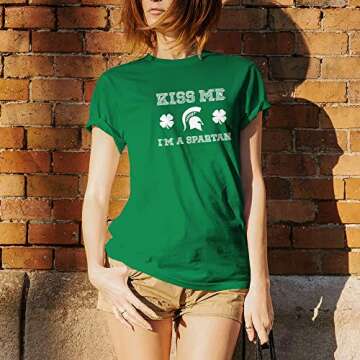 UGP Campus Apparel AS1242 - Michigan State Spartans Kiss Me I'm A Spartan T-Shirt - Medium - Irish Green