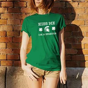 UGP Campus Apparel AS1242 - Michigan State Spartans Kiss Me I'm A Spartan T-Shirt - Medium - Irish Green