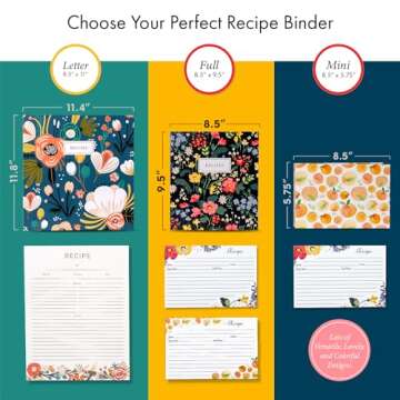 Jot & Mark Recipe Binder 3 Ring Organizer with Recipe Cards, Full Page Dividers, Plastic Page Protec...