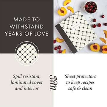 Jot & Mark Recipe Binder 3 Ring Organizer with Recipe Cards, Full Page Dividers, Plastic Page Protectors - 8.5" x 9.5" x 2"