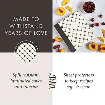 Jot & Mark Recipe Binder 3 Ring Organizer with Recipe Cards, Full Page Dividers, Plastic Page Protectors - 8.5" x 9.5" x 2"