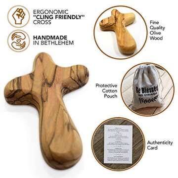 4" Olive Wood Clinging Cross from Bethlehem - Perfect Gift