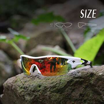 TOREGE Polarized Sports Sunglasses for Men Women Cycling Running Driving Fishing Golf Baseball Glasses TR02 Upgraded(Bright White&Black&Red Lens)