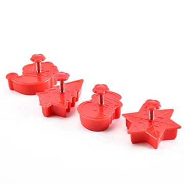 Christmas Themed Cookie Cutter Set - Plastic Spring Cookies Mould 4 Pack