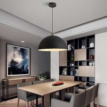 YHANFENGCY Modern Pendant Light Industrial Pendant Light 17.72'' Black and White Interior Pendant Light line Length 78.74" Perfect for Kitchen Island, Dining Room and Bedroom