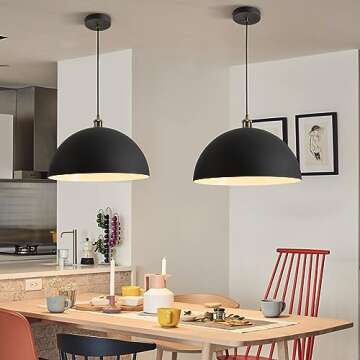 YHANFENGCY Modern Pendant Light Industrial Pendant Light 17.72'' Black and White Interior Pendant Light line Length 78.74" Perfect for Kitchen Island, Dining Room and Bedroom