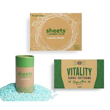 Sheets Laundry Club Bundle - 50 Pack (up to 100 loads) Fresh Linen Detergent Sheets, 40 Pack Free & ...