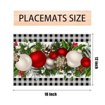Buffalo Check Linen Placemats Set for Holiday Dining