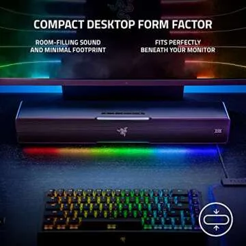 Razer Leviathan V2: Multi-Driver PC Gaming Soundbar with Subwoofer - THX Spatial Audio - Compact Design - Chroma RGB - Bluetooth 5.2 - for Desktop/Laptop, Smartphones, Tablets & Nintendo Switch