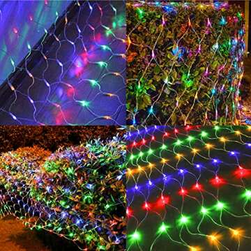 LJLNION Christmas Net Lights - 12ft x 5ft Multicolor Connectable Fairy Lights with 8 Modes