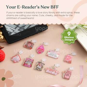 YOPPIX 9PCS Charms for E-Reader - Personalized Dust Plugs for Book Lovers