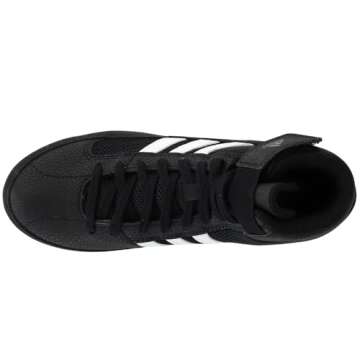 adidas Boy's HVC Wrestling Shoe, Black/White/Iron Metallic, 11 Little Kid