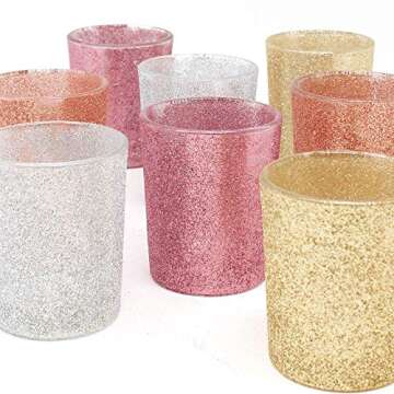 Just Artifacts Glitter Votive Candle Holder 2.75" H (6pcs, Glitter Gold) - Votive Tealight Candle Holders for Weddings, Parties and Home Decor
