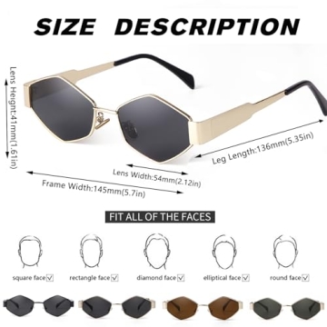 Stunning SDINM Hexagon Sunglasses for Women UV Protection