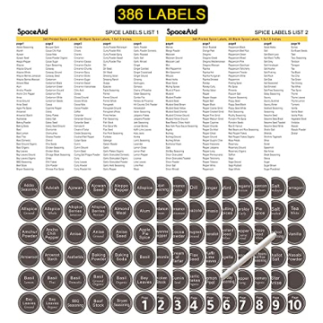 SpaceAid Spice Rack Organizer with 28 Spice Jars, 386 Spice Labels, Chalk Marker and Funnel Set for Cabinet, Countertop, Pantry, Cupboard or Door & Wall Mount - 28 Jars, 13.4" W × 10.8" H, Black