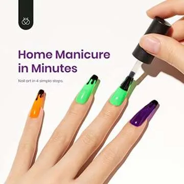 Beetles Gel Nail Polish Set, Hocus Pocus Collection Orange Green Purple Black Glitter Gel Polish Set Soak Off Nail Lamp Uv LED Cured Nail Art Design Manicure Gift Holiday