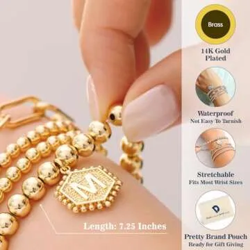 Doubgood Gold Beaded Bracelets Set for Trendy Women