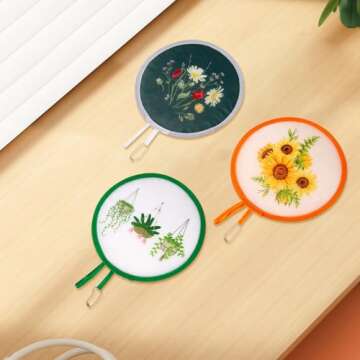 3 Styles Flower Round Foldable Hand Fan Japanese Foldable Fan Style Handheld Foldable Compact Cooling Fans,Round Folding Fan for Outdoor Games,Xmas Decoration,Festival,Party Favors,Travel,Events
