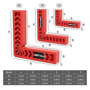 WETOLS 12PCS Positioning Squares, 90 Degree Right Angle Clamp Woodworking Tools for Handyman, Wood C...