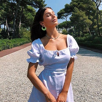 Rattan Weave Earrings Boho Summer Raffia Hoop Dangle Earrings for Women Bohemian Raffia Braid Straw Wicker Round Drop Earrings Lightweight Beach Party Statement Earrings Jewelry(Green)