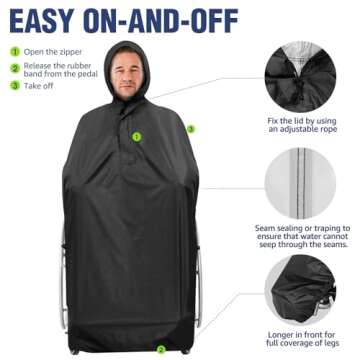 ANYOO Wheelchair Waterproof Poncho with Hood Reusable Cover Lightweight Poncho Cloak for Adult(Black) One Size