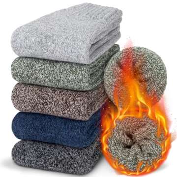5 Pairs Wool Socks for Women - Cozy Warm Winter Cabin Socks