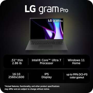 LG gram Pro 17-Inch Thin and Lightweight Laptop Intel Evo Edition - AI-enabled Intel Core Ultra 7 pr...